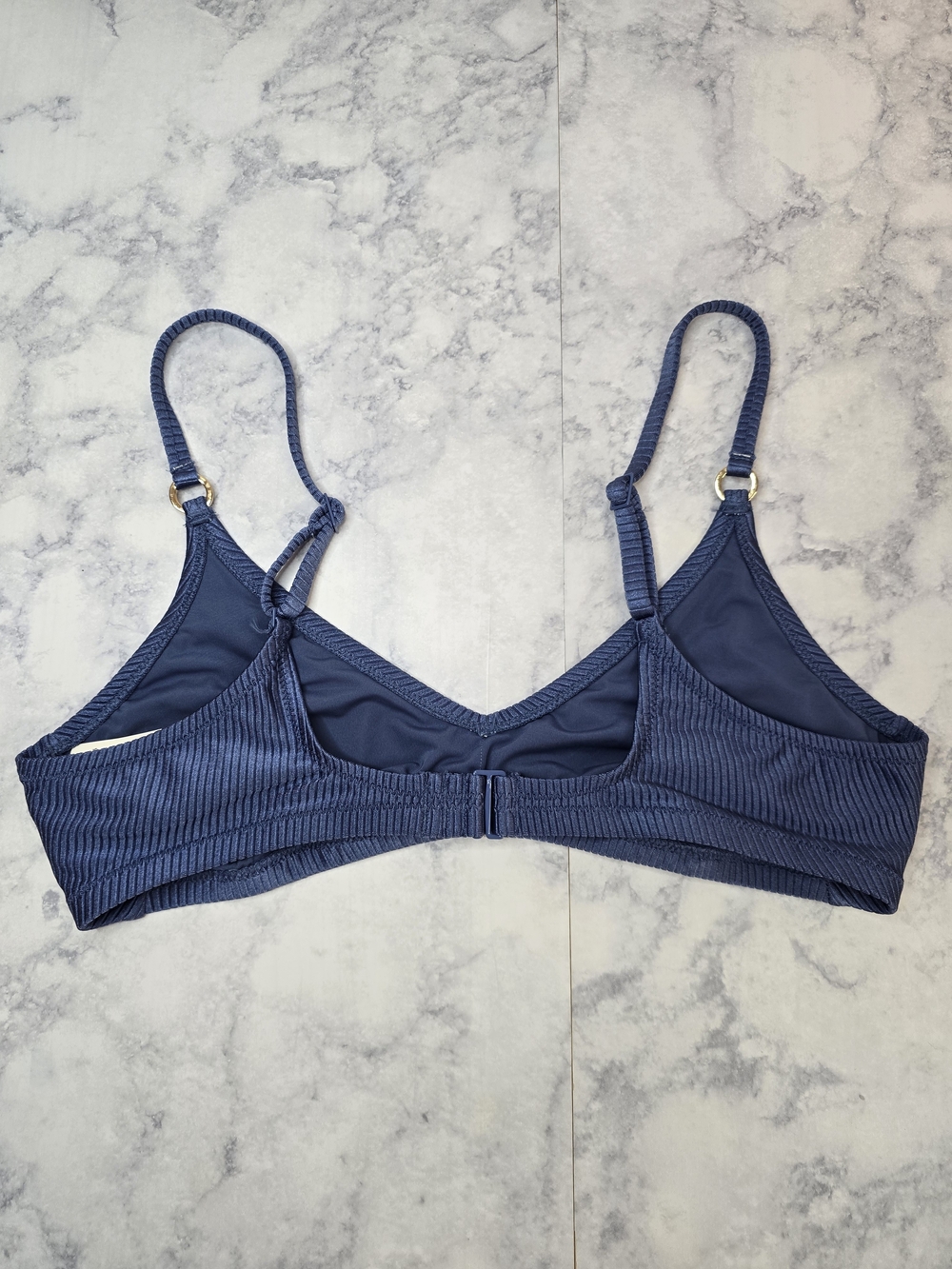Aerie Shine Rib Thong Bikini Set Large Blue Two Piece Swimsuit - Picture 4 of 11